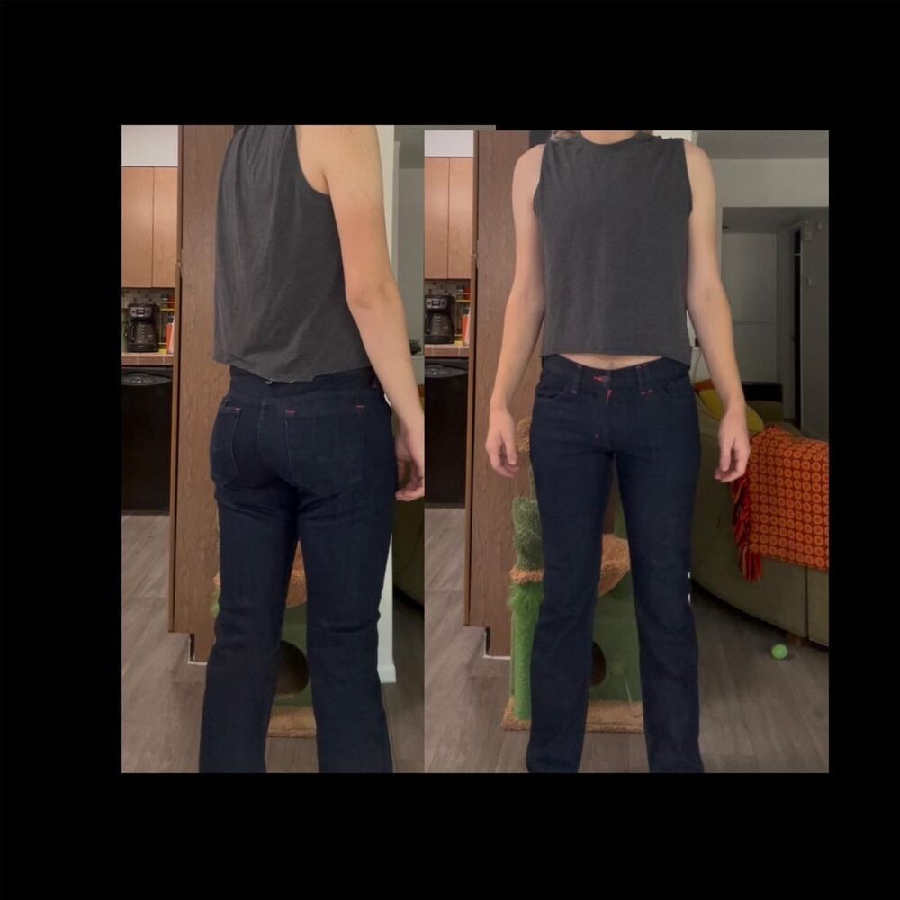 Dark Navy Wash Jeans with Red Stitching